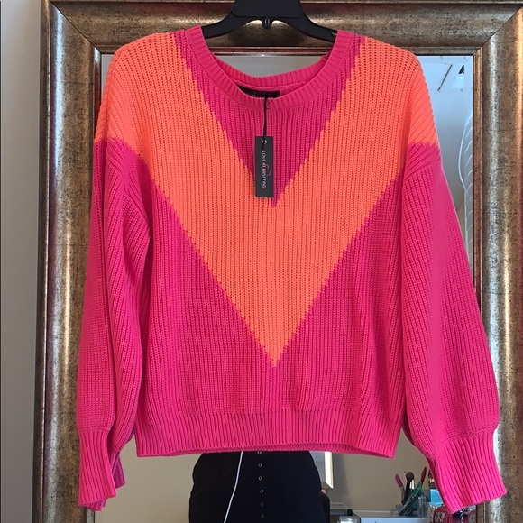 Sweaters - Pink & Orange Knit Sweater